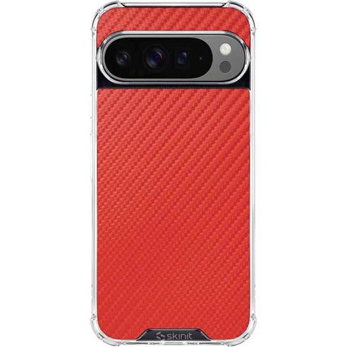 Red Carbon Fiber Specialty Texture Material Google Pixel 10 Pro XL Clear Case